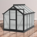 Mini-serre Merlin 0,83m² en alu noir et PC 4mm – fondation en acier – Vitavia