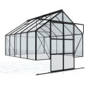 Serre Cassandra 8,3m² en alu noir et verre de sécurité - sans pierres de socle - Vitavia