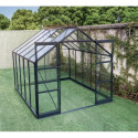 Serre de jardin Prima 7,42m² en aluminium anthracite et verre trempé 4mm - Green Protect