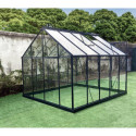 Serre de jardin Prima 7,42m² en aluminium anthracite et verre trempé 4mm - Green Protect