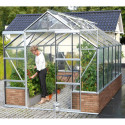 Serre Cassandra 9,9m² en alu anodisé et verre de sécurité - sans pierres de socle - Vitavia