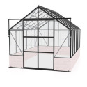Serre Cassandra 9,9m² en alu noir et verre de sécurité - sans pierres de socle - Vitavia