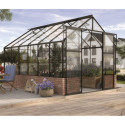Serre Cassandra 9,9m² en alu noir et verre de sécurité - sans pierres de socle - Vitavia