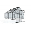 Serre Cassandra 9,9m² en alu noir et verre de sécurité - sans pierres de socle - Vitavia