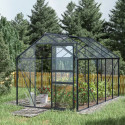 Serre de jardin en aluminium anthracite et verre trempé 4mm RINCA 5,68m² + embase - Green Protect