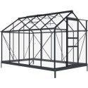 Serre de jardin en aluminium anthracite et verre trempé 4mm RINCA 5,68m² + embase - Green Protect