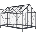 Serre de jardin en aluminium anthracite et verre trempé 4mm RINCA 5,68m² + embase - Green Protect