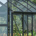 Serre de jardin en aluminium anthracite et verre trempé 4mm RINCA 5,68m² + embase - Green Protect