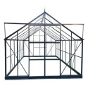 Serre de jardin 12,84m² en aluminium anthracite et verre trempé 4mm - Green Protect
