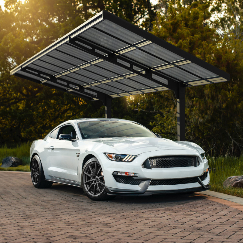 Carport Sydney 286x586cm en aluminium gris et polycarbonate - Palram - Canopia