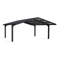Carport double Sydney Apex 572x586cm en aluminium noir et polycarbonate - Canopia by Palram