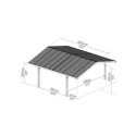 Carport double Sydney Apex 572x586cm en aluminium noir et polycarbonate - Canopia by Palram
