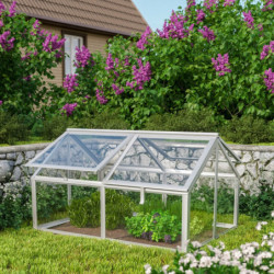 Mini-serre Gamma 1m² en alu anodisé et verre de sécurité 3mm – fondation en acier Zincalume® – Vitavia