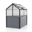 Mini-serre Gamma 1m² en alu noir/granite et PC 4mm sur châssis froid élevé – Vitavia