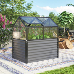 Mini-serre Gamma 1m² en alu noir/granite et verre 3mm sur châssis froid élevé – Vitavia