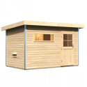 Sauna d'extérieur SKROLLAN 1 en bois massif 38mm 4 à 6 places avec porte classique KARIBU