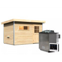 Sauna d'extérieur SKROLLAN 1 en bois massif 38mm 4 à 6 places - poêle Easy Bio 9000W - porte classique KARIBU