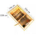 Sauna d'extérieur SKROLLAN 1 en bois massif 38mm 4 à 6 places - poêle Easy Bio 9000W - porte classique KARIBU