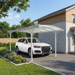 Carport en aluminium blanc 3x4,34m et polycarbonate 6mm X-METAL