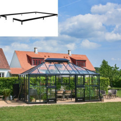 Pack de serre anthracite Grand Oase 18,8m² aluminium et verre trempé 3mm + embase noir - Juliana