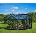 Pack de serre Orangerie anthracite en verre trempé 15,1m² + embase noir - Juliana