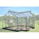 Pack de serre Orangerie anthracite en verre trempé 15,1m² + embase noir - Juliana