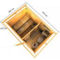 Sauna d'extérieur SKROLLAN 2 en bois massif 38mm 4 à 6 places - poêle Easy Bio 9000W - porte classique et vestibule - KARIBU