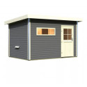 Sauna d'extérieur en bois SKROLLAN 2 anthracite 38mm 4 à 6 places avec porte classique et vestibule - KARIBU