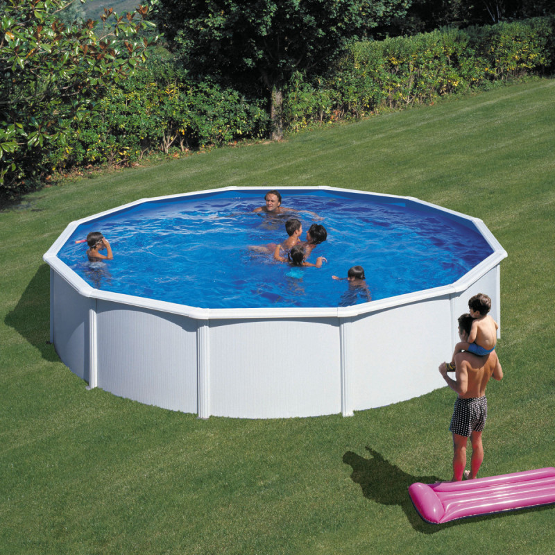 Piscine hors sol Fidji ronde en acier blanc Ø570xH122cm – Gré