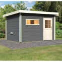 Sauna d’extérieur Skrollan 3 anthracite - porte classique et vestibule - 6 à 8 places 38mm KARIBU