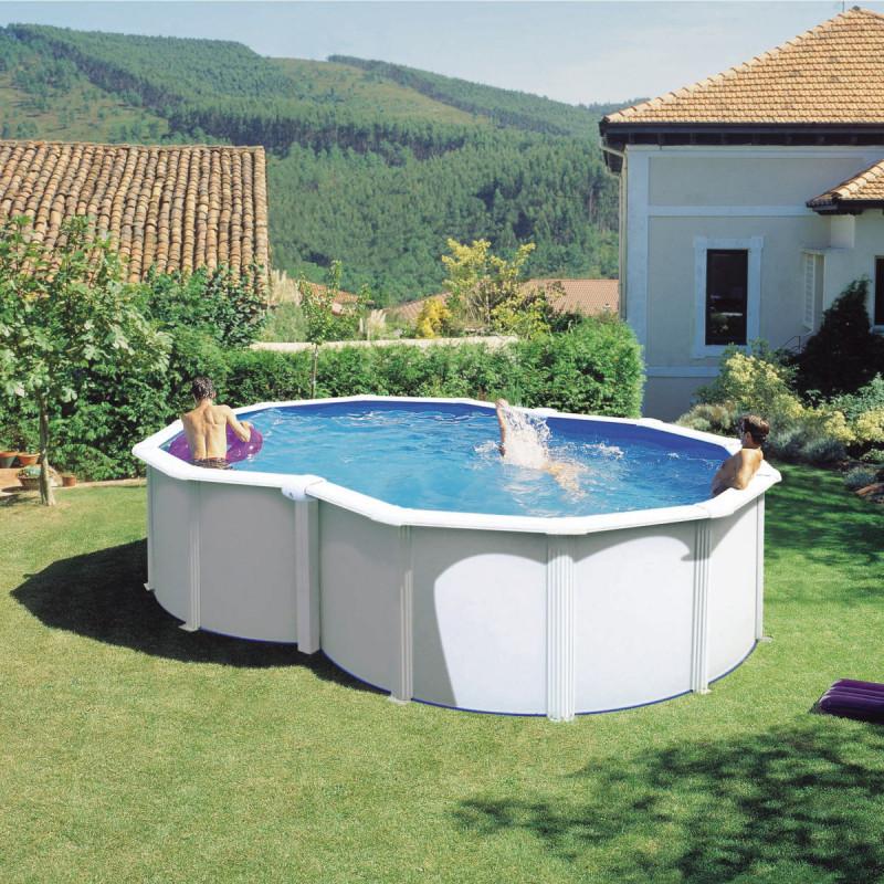Piscine hors sol Varadero forme de 8 en acier blanc 520x350cm – Gré