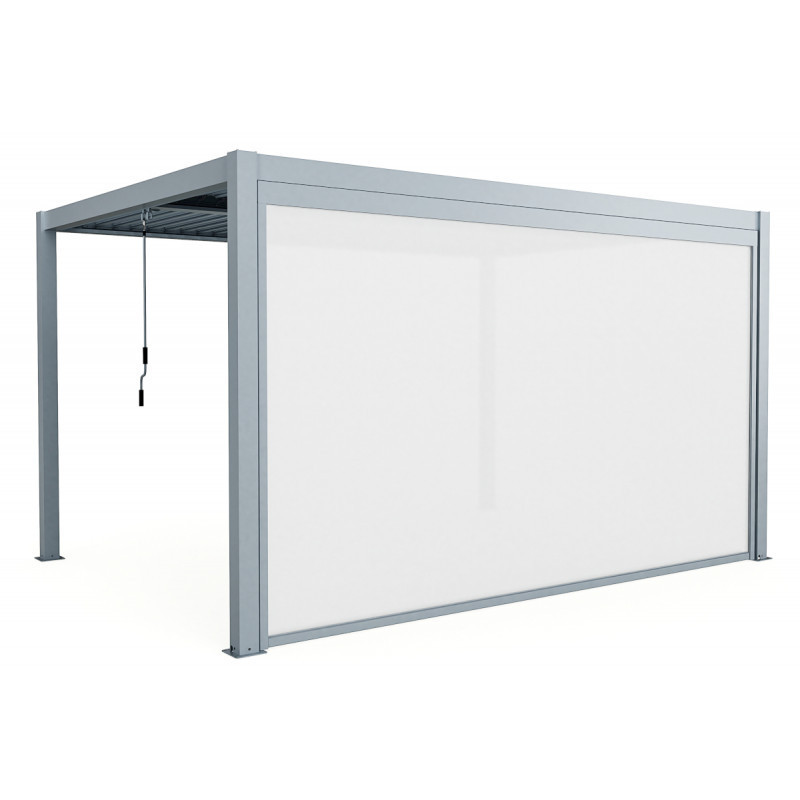Store coulissant latéral gris clair 370cm pour pergola bioclimatique en aluminium X-METAL