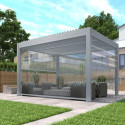 Store coulissant latéral gris clair 370cm pour pergola bioclimatique en aluminium X-METAL
