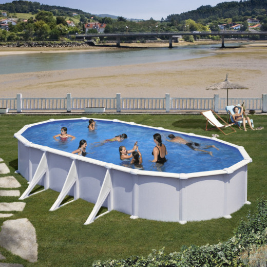 Piscine hors sol Atlantis ovale en acier blanc 815x490cm – Gré