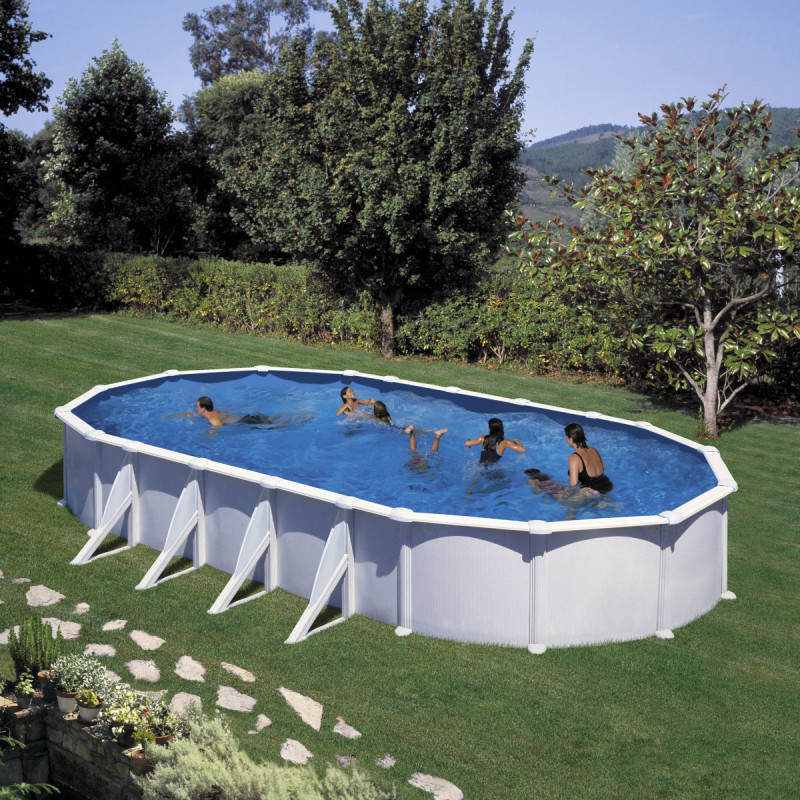 Piscine hors sol Atlantis ovale en acier blanc 920x505cm – Gré