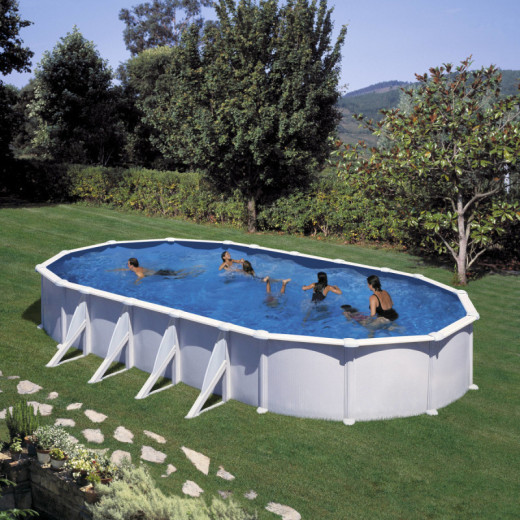 Piscine hors sol Atlantis ovale en acier blanc 920x505cm – Gré