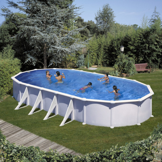 Piscine hors sol Atlantis ovale en acier blanc 1020x505cm – Gré
