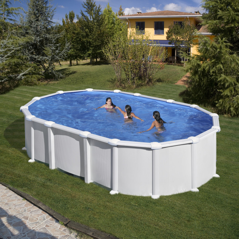 Piscine Haiti ovale en acier blanc 744x399cm sans renforts apparents – Gré