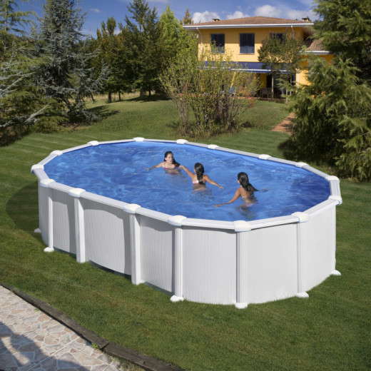 Piscine Haiti ovale en acier blanc 744x399cm sans renforts apparents – Gré