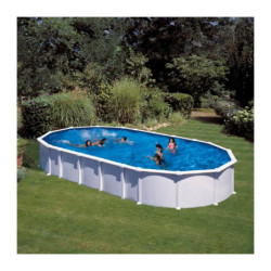 Piscine Haiti ovale en acier blanc 1020x575cm sans renforts apparents – Gré
