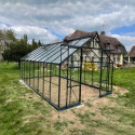 Serre de jardin 16,32m² en aluminium anthracite et verre trempé 4mm - Green Protect