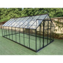 Serre de jardin 16,32m² en aluminium anthracite et verre trempé 4mm - Green Protect