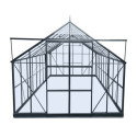 Serre de jardin 16,32m² en aluminium anthracite et verre trempé 4mm - Green Protect