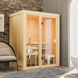 Sauna traditionnel d'intérieur Avari 1 - 1 à 2 places 68mm - poêle 3,6KW ctrl intégré - KARIBU
