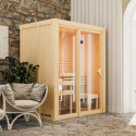 Sauna traditionnel d'intérieur Avari 1 - 1 à 2 places 68mm - poêle 3,6KW ctrl intégré - KARIBU