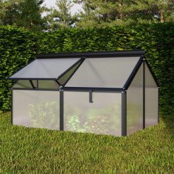 Mini-serre Gaia Jumbo en alu noir et PC 4mm – sans potager élevé – Vitavia
