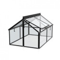 Mini-serre Gaia Jumbo en alu noir et verre 3mm – sans potager élevé – Vitavia