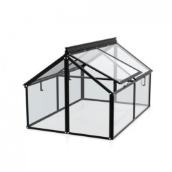 Mini-serre Gaia Jumbo en alu noir et verre 3mm – sans potager élevé – Vitavia