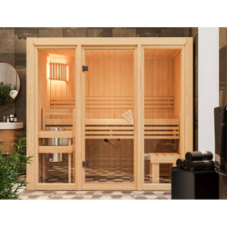 Sauna traditionnel d'intérieur en bois Avari 2, 2 à 3 places 68mm - KARIBU