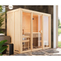 Sauna traditionnel d'intérieur en bois Avari 2, 2 à 3 places 68mm - KARIBU